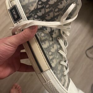 Dior Cream and Black High-Top Sneakers